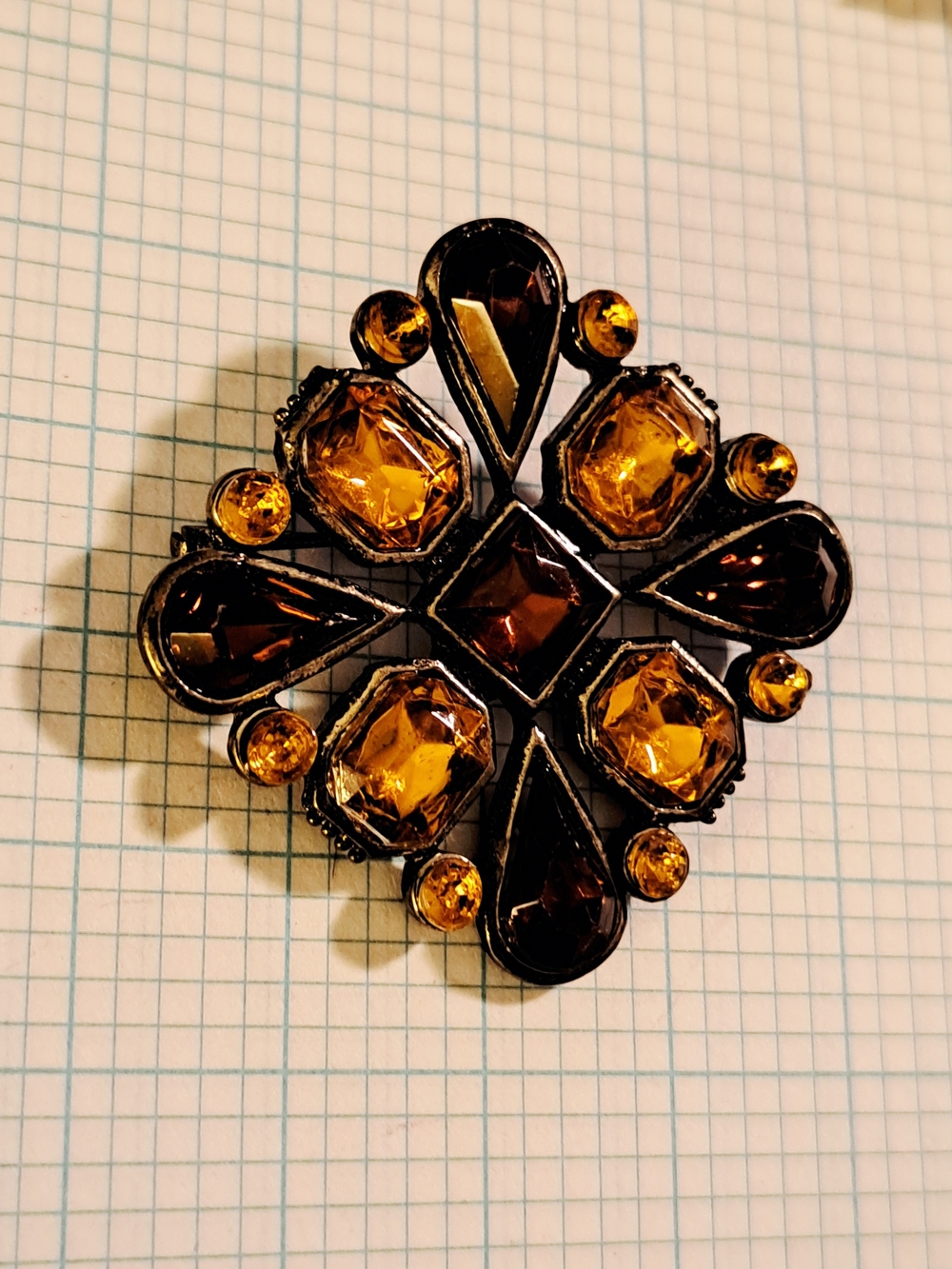 Amber Crystal Flower Brooch - Women Jewelry